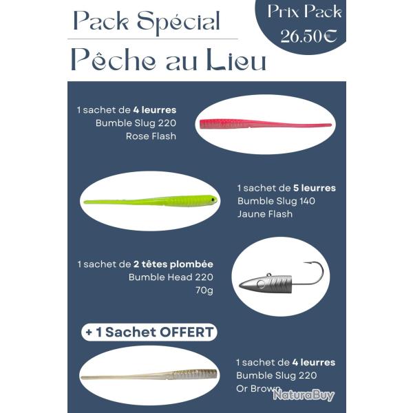 Pack Spcial - Pche au Lieu : 11 ou 15+4 Offerts - Pack Classique (11 Leurres +4 Offerts) = 26.50