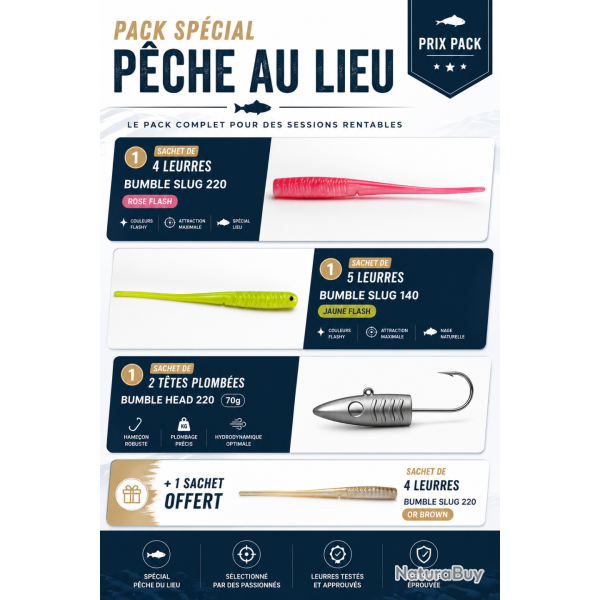 Pack Sp�cial - P�che au Lieu : 11 ou 15+4 Offerts - Pack Classique (11 Leurres +4 Offerts)
