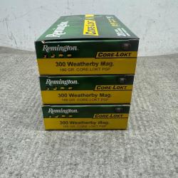 LOT DE 3 BOÎTES DE REMINGTON CORE-LOKT CALIBRE 300 WEATHERBY - 1 sans prix de reserve