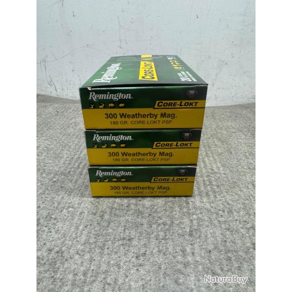 LOT DE 3 BO�TES DE REMINGTON CORE-LOKT CALIBRE 300 WEATHERBY - 1� sans prix de reserve