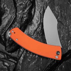 Couteau CIVIVI Outlaw Muk Lame Acier 14C28N Manche G-10 Orange Button Lock IKBS CIVC240792