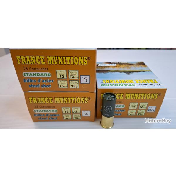 75 Cartouches FRANCE MUNITIONS cal 12/70  acier  basse pression