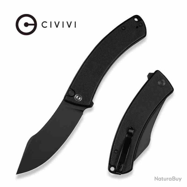 Couteau CIVIVI Outlaw Muk Lame Acier 14C28N Manche G-10 Black Button Lock IKBS CIVC240791