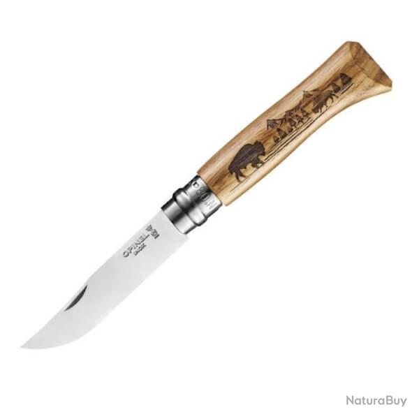 Couteau Opinel N 8 VRI "Animalia America" Bison manche chne 11cm