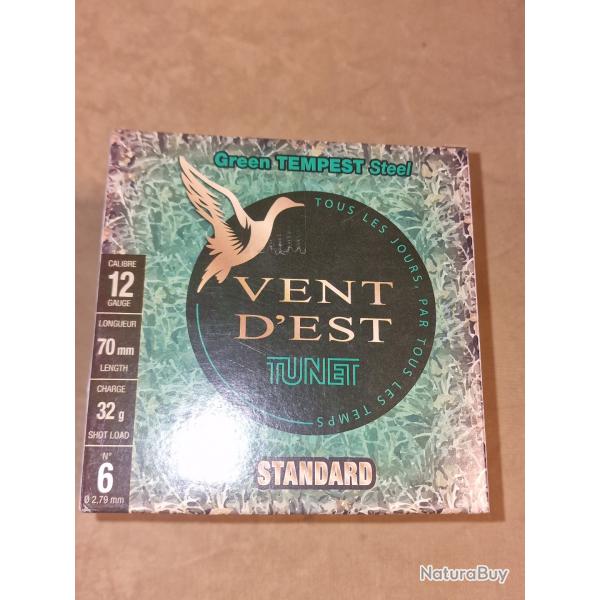 Cartouches acier standard Tunet Vent d'Est Green Tempest cal. 12/70 N6 HILMAR SUPER DESTOCK !!!