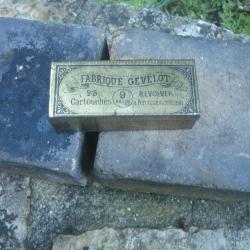 rarissime boite metal 9mm percussion centrale, fabrique Gevelot, avant 1900