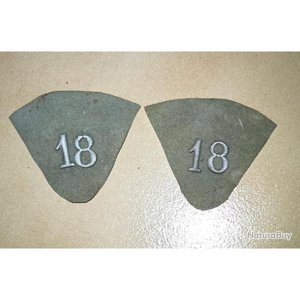 Pattes de col 18�me Section COMA 14/18 Train BORDEAUX WW 1