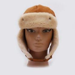 Chapkas aviateur en peau d'agneau et cuir 2XL moka