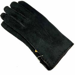 Gants luxueux peau d agneau lain&eacute;e type aviateur noir cm