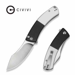 Couteau CIVIVI Outlaw Muk Lame Acier 14C28N Manche G-10 Black&White Button Lock IKBS CIVC240794