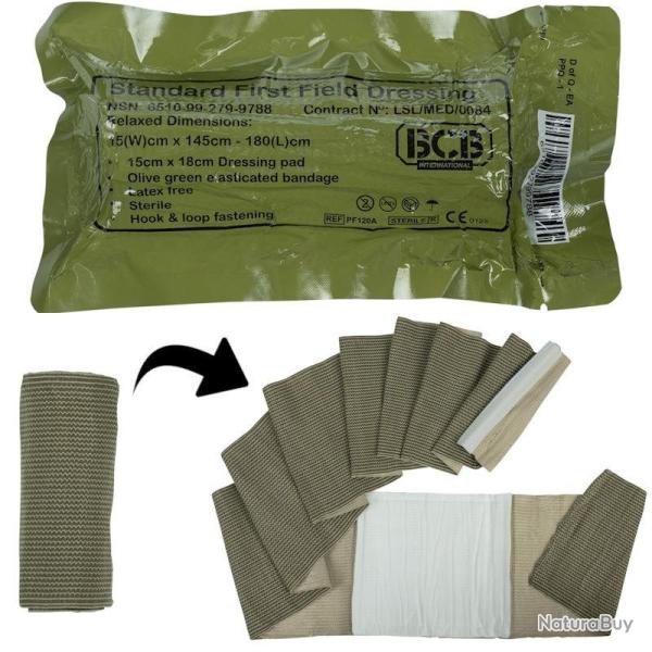 Pansement compressif BCB Standard First Field Dressing 15x18cm