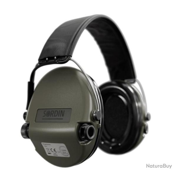 CASQUE ANTI-BRUIT SUPREME PRO VERT OLIVE SERRE TETE CUIR NOIR