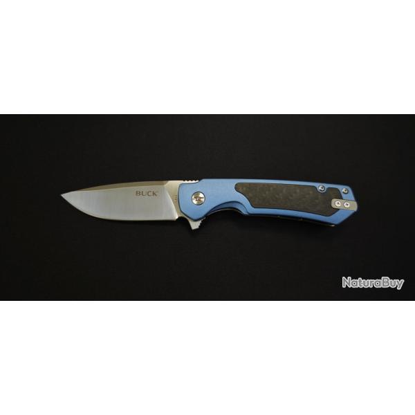BuckStinger 0714BLS-B - Couteau de poche EDC D2 Satin Bleu / Carbone