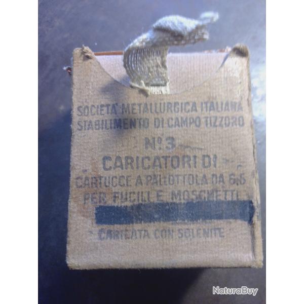 Boite 6.5 Carcano 3 clips de 6 munitions WW2 6.5x52 Carcano