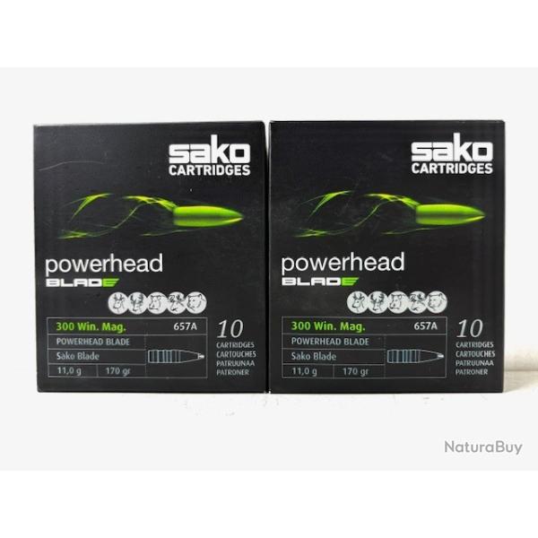 2 Boites de 10 Balles Sako 300 Win Mag Powerhead Blade 170gr