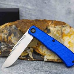 Couteau Daedalus Knife Co. The Lab Lame Acier 154CM Manche Aluminium Bleu Liner Lock DKCL1