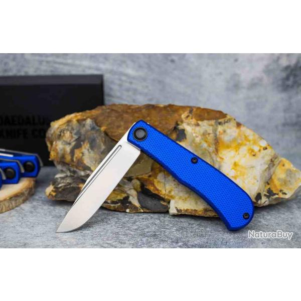 Couteau Daedalus Knife Co. The Lab Lame Acier 154CM Manche Aluminium Bleu Liner Lock DKCL1