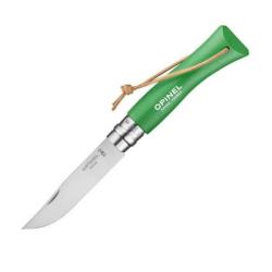 Couteau Opinel N° 7 "Colorama" VRI vert prairie + lien Baroudeur 92210
