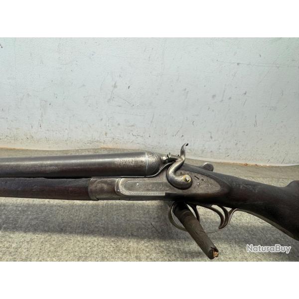 FUSIL ARTISANAL BELGE A CHIENS EXTERIEURS CALIBRE 12 en D2 - 1 sans prix de rserve