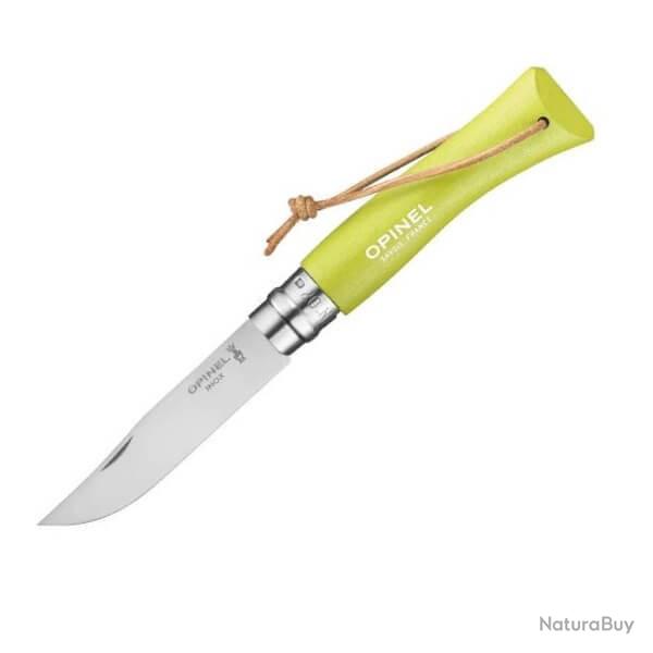 Couteau Opinel N 7 "Colorama" VRI anis + lien Baroudeur 92207