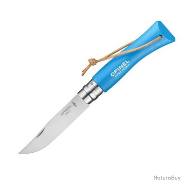 Couteau Opinel N 7 "Colorama" VRI cyan + lien Baroudeur 92206