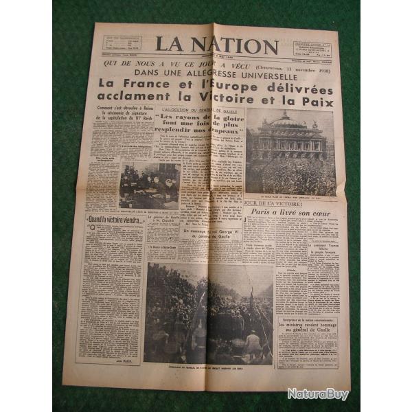 WW2 FRANCE JOURNAL FRANCAIS " LA NATION 9 MAI 1945 " �POQUE ARMISTICE J+1 (39-45)