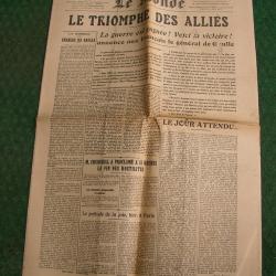 WW2 FRANCE JOURNAL FRANCAIS " LE MONDE 9 MAI 1945 " &Eacute;POQUE ARMISTICE J+1 (39-45)