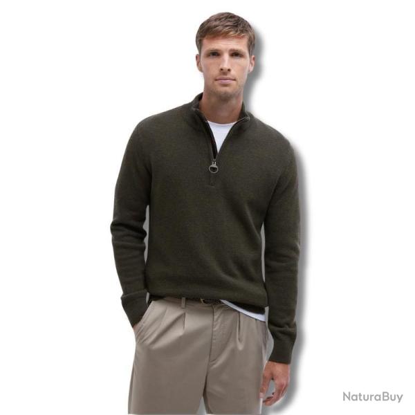 Black Friday 25 ! Sweat Holden Half Zip Knitted Jumper Olive Barbour