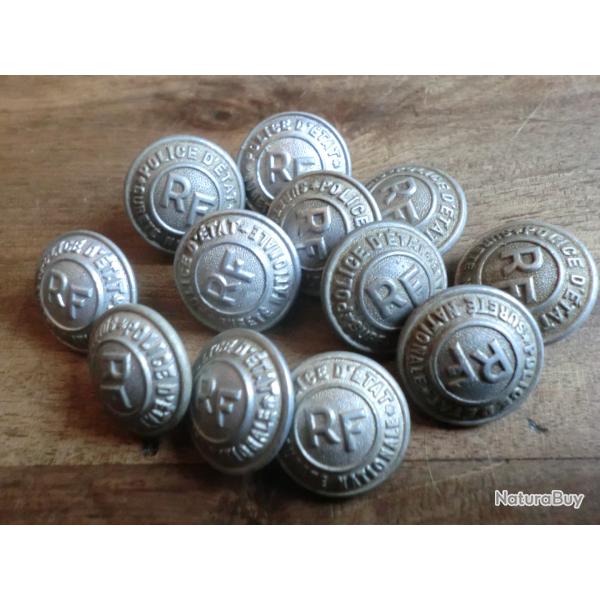 lots x 12 boutons pour uniformes  de police  surit� national  d �tat paris