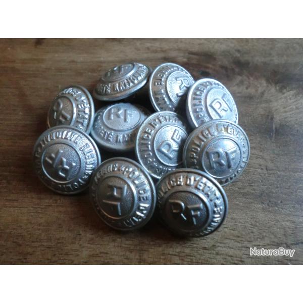 lots x 10 boutons pour uniformes  de police  surit� national  d �tat paris /  21 mm