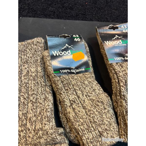 lot de trois paires de chaussettes epaisse et chaude grise woodland 43/46 destockage chasse enchere