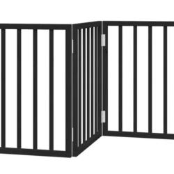 Barrière chien pliable bois peuplier 3 panneaux 150 cm noir