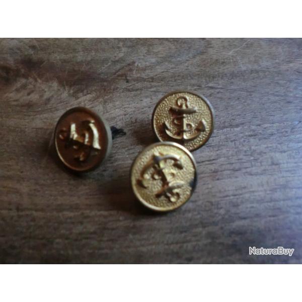 lots x 3  boutons encre marine  T.W.W cie  paris