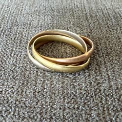 Bague intemporelle en or massif 18 carats - 3 ors - 3 anneaux - taille 51