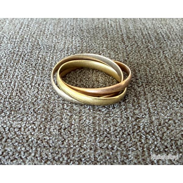 Bague intemporelle en or massif 18 carats - 3 ors - 3 anneaux - taille 51