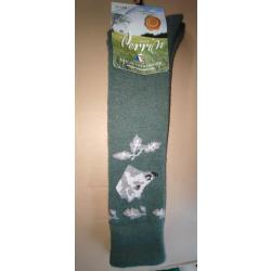 CHAUSSETTE HAUTE verte motif sanglier - ref 467 - TAILLE 37/38