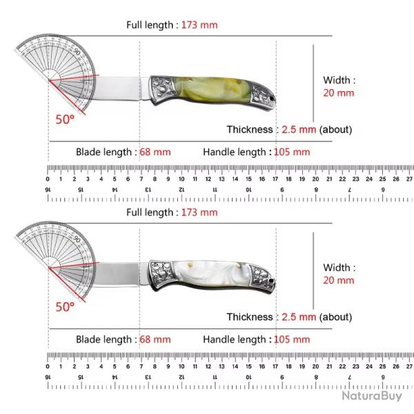 Inox Couteau de poche pliant Camping outdoor Vert