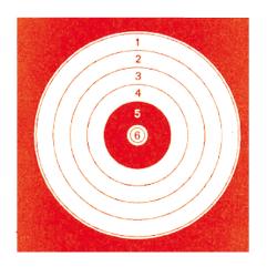 Cible Carton  10 X 10 de 1 à 6  (paquet de 250)