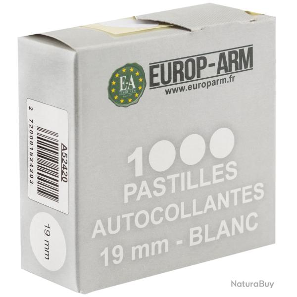 Pastilles autocollantes blanches 19 mm  (boite de 1000