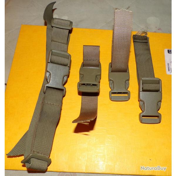 LOT DE 4 BOUCLES AVEC CLIP POUR REPARATION MATERIEL DIVERS ( sac , musette , gilet .....) , BON ETAT