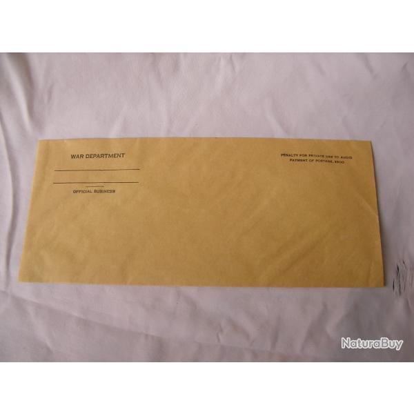 WW2 US ENVELOPPE MILITAIRE AM�RICAINE CORRESPONDANCE WAR DEPARTEMENT R�F�RENC�E GI (39-45) LOT 1