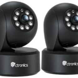 Lot de x2 Ctronics Caméra WiFi Intérieure 2.5K 4MP, WiFi 2.4/5GHz, PC & Smartphone, PTZ 355°/120°, 8