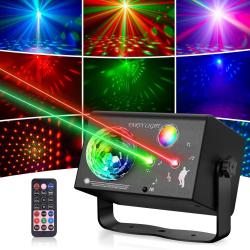 Jeux de Lumiere et Fête 3-en-1 avec Télécommande, Contrôle par Musique & Contrôle Vocal - Lumière Di