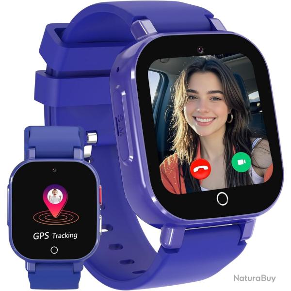 Montre Connecte Enfant GPS, Montre Intelligente 4G pour Enfants Fille et garon  Tlphoniques,App