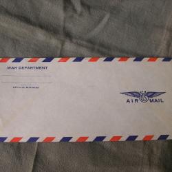 WW2 US ENVELOPPE AIR MAIL MILITAIRE AM&Eacute;RICAINE CORRESPONDANCE WAR DEPARTEMENT R&Eacute;F&Eacute;RENC&Eacute;E GI LOT 3