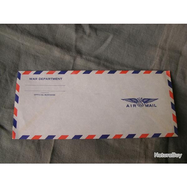 WW2 US ENVELOPPE AIR MAIL MILITAIRE AM�RICAINE CORRESPONDANCE WAR DEPARTEMENT R�F�RENC�E GI LOT 3