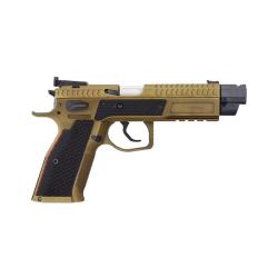 Pistolet Phoenix Redback Gen2 9x19mm FDE Q SA/DA guidon FO rouge canon filet&eacute;