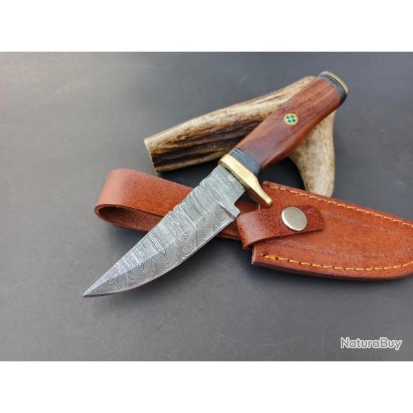 couteau de poche fait  main Lame Acier damas Manche En Bois De Palissandre