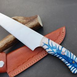 couteau de Cuisine Fait &Agrave; Main Lame Acier D2 Manche En Acrylique 1