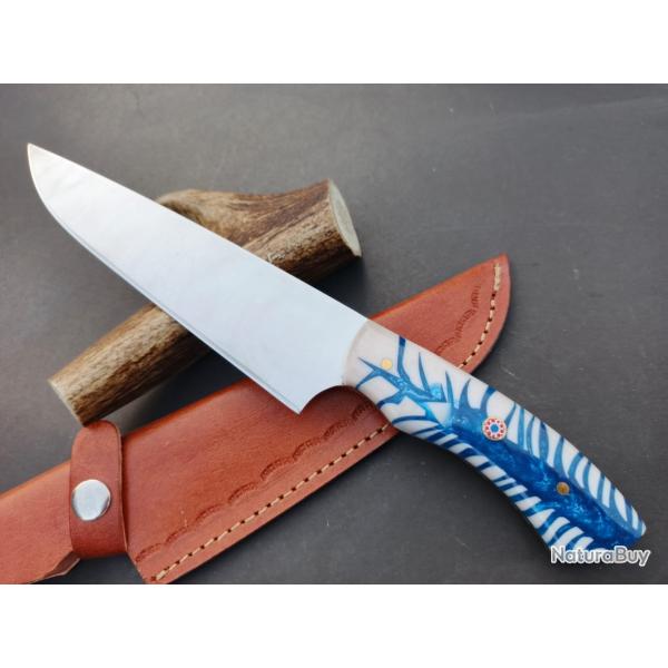 couteau de Cuisine Fait � Main Lame Acier D2 Manche En Acrylique 1